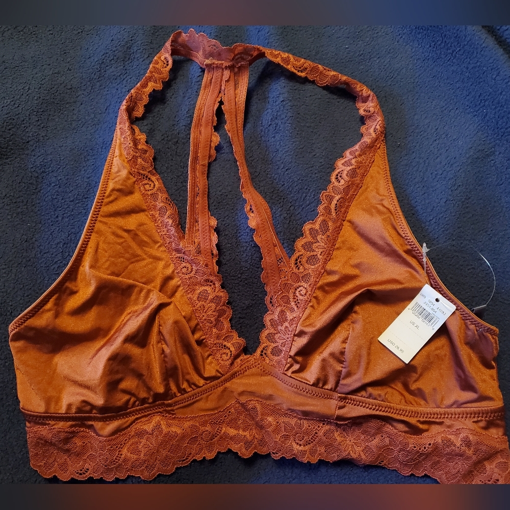 Aerie Unlined T-Back Bralette Size XL - Rust Orange